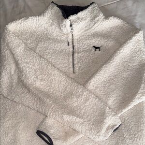 PINK Victoria's Secret Cream Sherpa Quarter-Zip